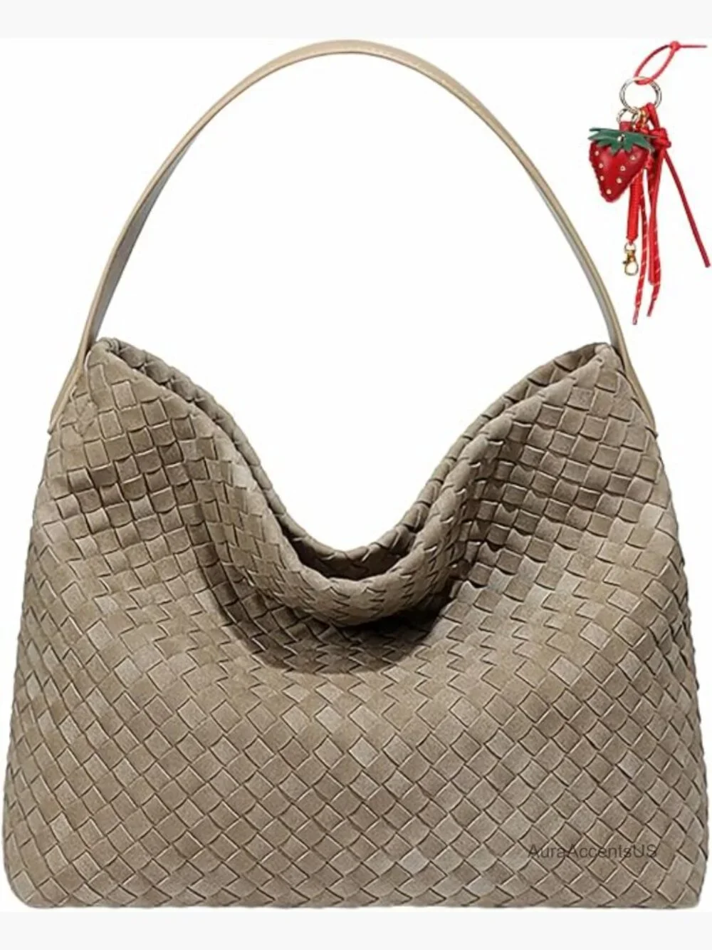 Woven Suede Shoulder Bag Hobo Tote Crossbody Satchel